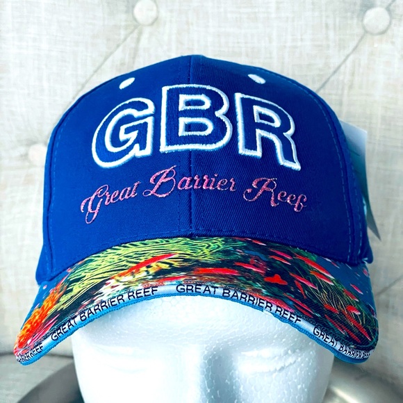 The Great Barrier Reef Hat Cap Strapback Australia Novelty Beach Fish CoralBlue - Picture 2 of 8